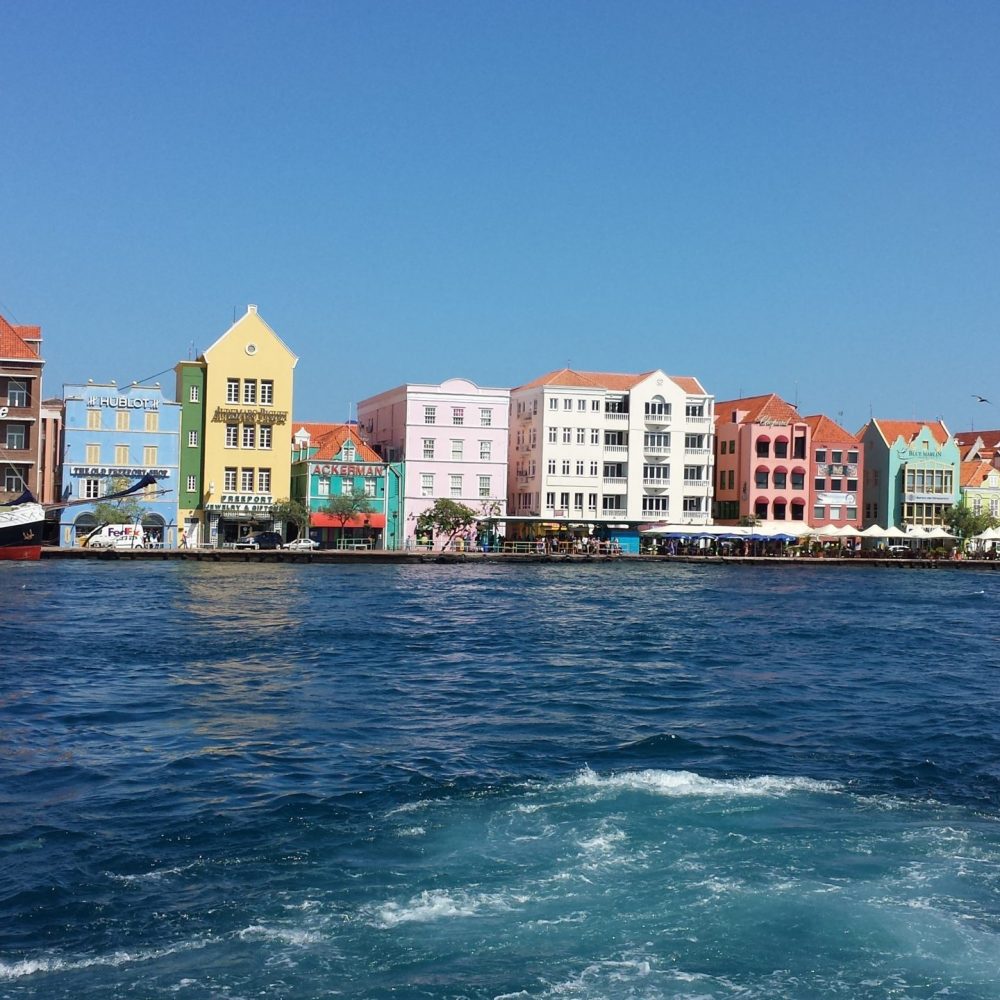 Buildings by the sea.